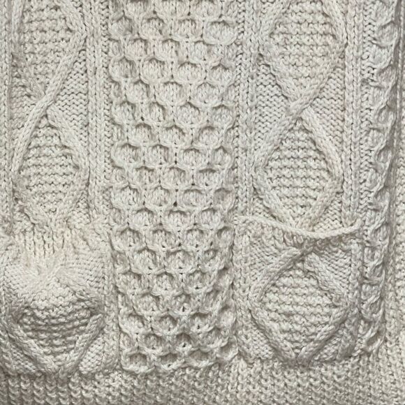 Blarney Woollen Mills Aveen Aran Quarter Button Cable Knit Sweater Sz Womens XL - Picture 4 of 5
